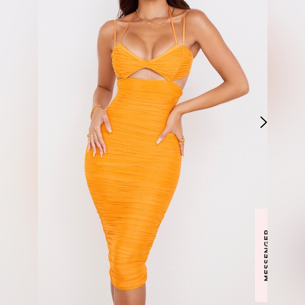 House of Cb tangerine midi dress